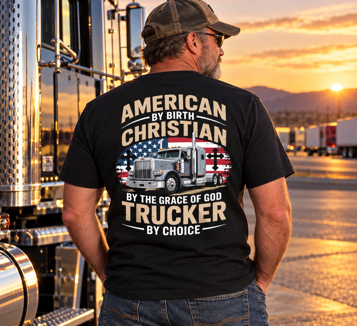 Driven Faith and Diesel Trucking Jesus Christian Trucker T-Shirt