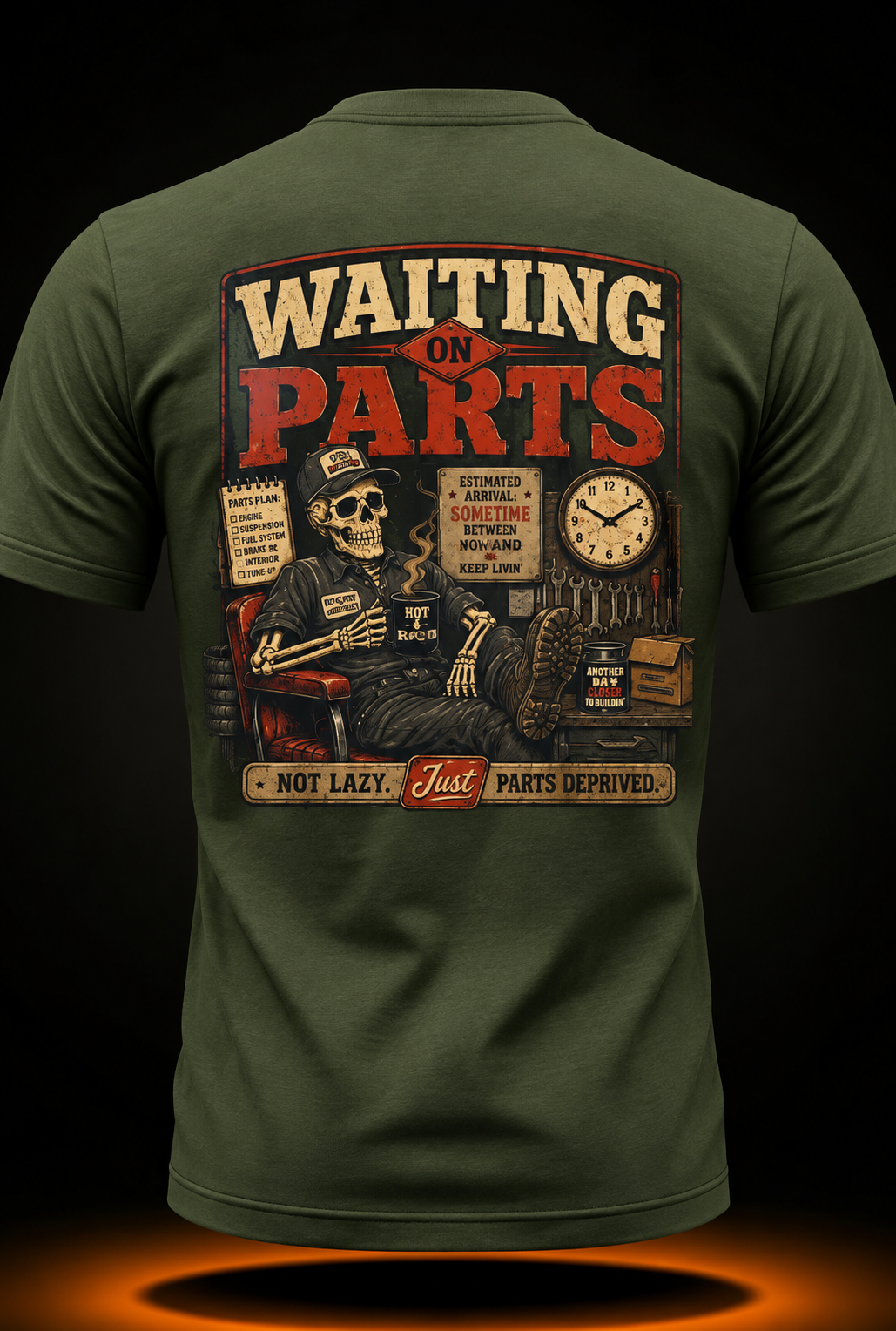 Waiting on Parts for Car Mechanic Men Auto Technician Dad T-Shirt
