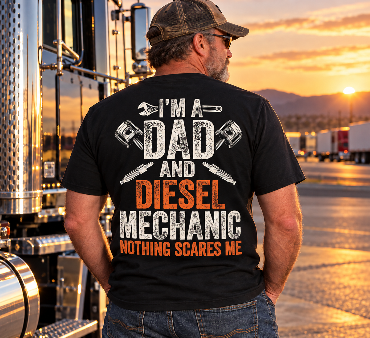 Gift for Men Father's Day Halloween - Diesel Mechanic Dad T-Shirt