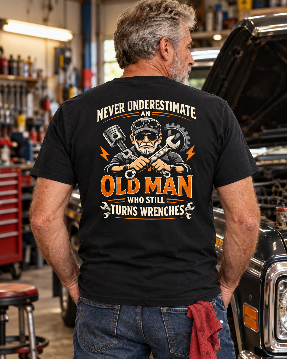 Never Underestimate an Old Man Who Still Turns Wrenches T-Shirt