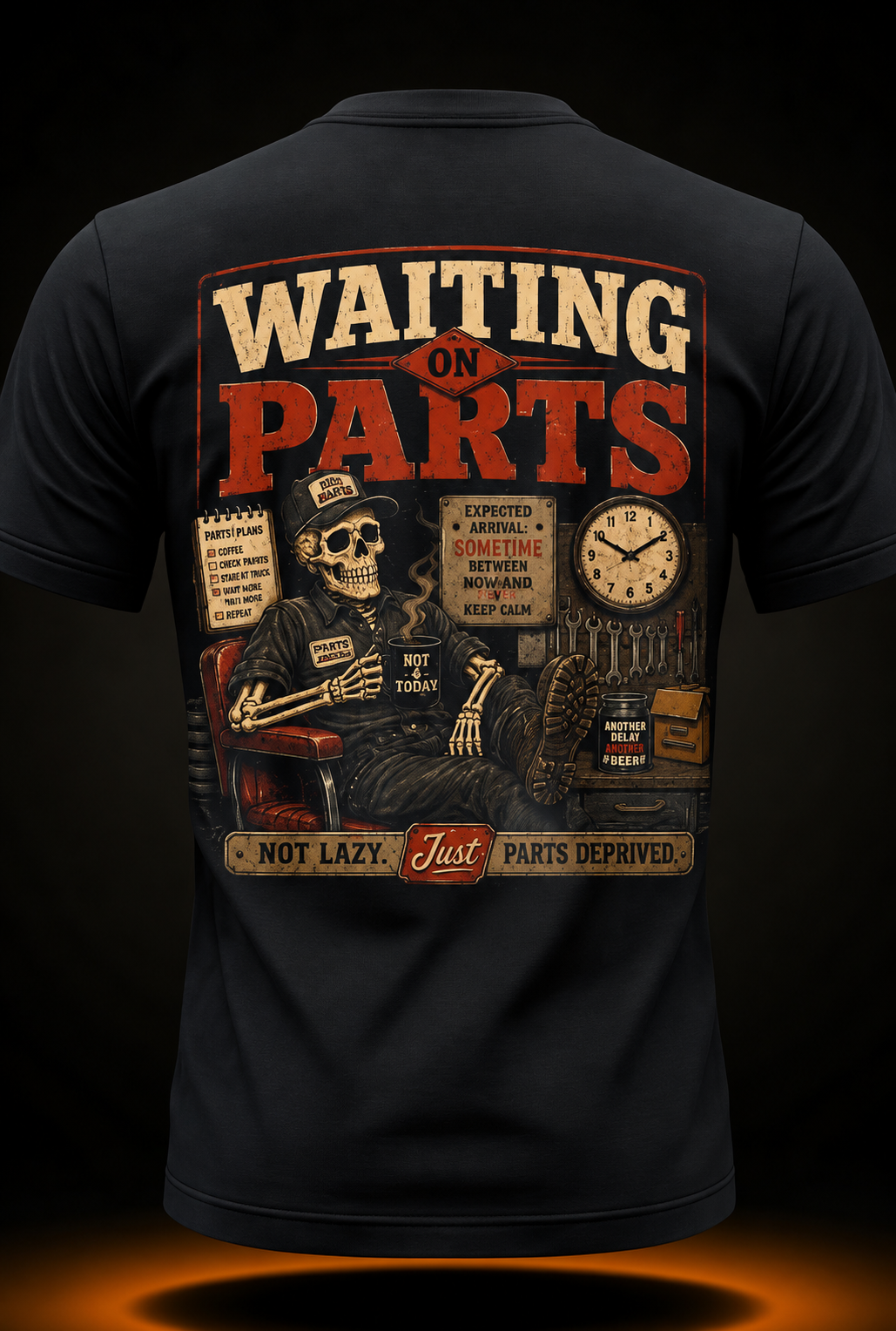 Waiting on Parts for Car Mechanic Men Auto Technician Dad T-Shirt