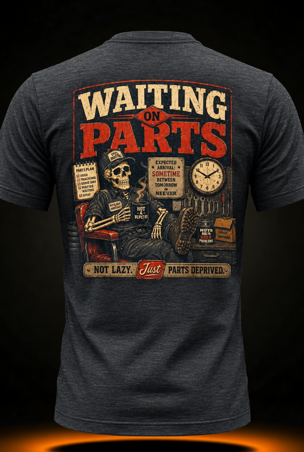 Waiting on Parts for Car Mechanic Men Auto Technician Dad T-Shirt