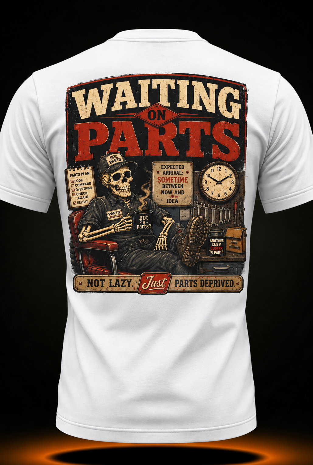 Waiting on Parts for Car Mechanic Men Auto Technician Dad T-Shirt